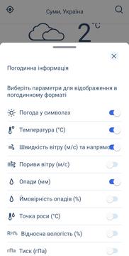 filtry vidobrazhennia prohnozu v zastosunku tse pohoda Фільтри відображення прогнозу в застосунку цепогода