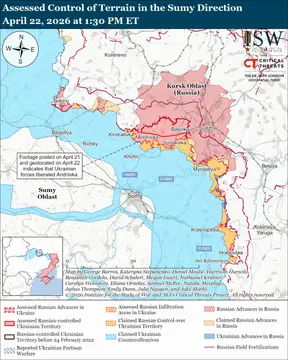 Мапа Сумщини Інституту вивчення війни