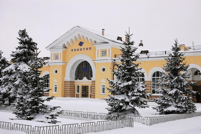 Winter Konotop, new railway station 2010