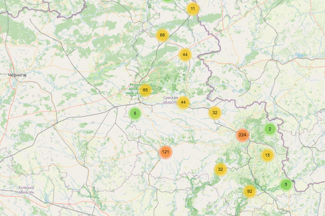 mapa pidtryky sumshchyna
