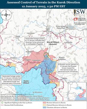Assessed Control of Terrain in the Kursk Direction January 12 2025