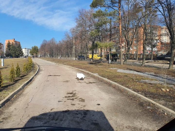 Sytuatsiia bilia artuchylyshcha stanom na 11.30 25 liutoho. Za informatsiieiu viyskovoi administratsii narazi sytuatsiia spokiyna. Trup na foto rosiyskoho viyskovoho. 6