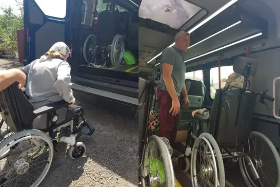 Допомога бабусі в соціальному таксі на Сумщині