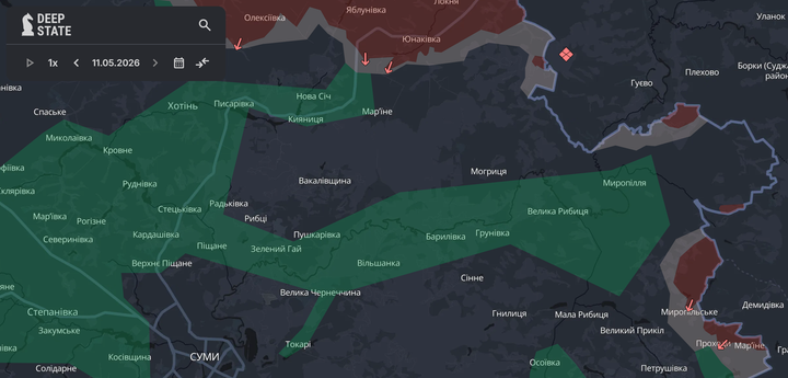 Нова окупована територія поблизу Сум