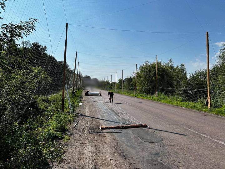 Дорога на Сумщині захищена антидроновими сітками