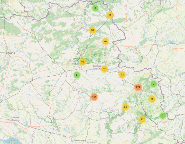 mapa pidtryky sumshchyna Мапа підтримки жителів Сумщини