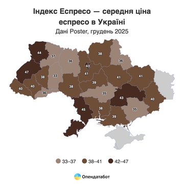 Ціна на еспресо в різних регіонах України