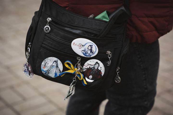 Піни із зображенням Лань Чжаня на сумці