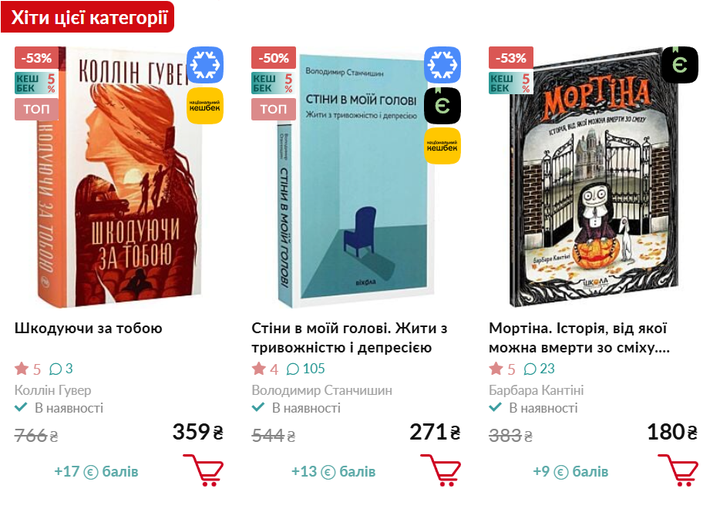 Знижки на книги на сайті книгарні, яка працює також в Сумах